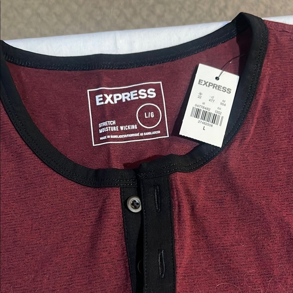 Express Red and Black Short Sleeve Tee Casual Knit - Picture 2 of 6